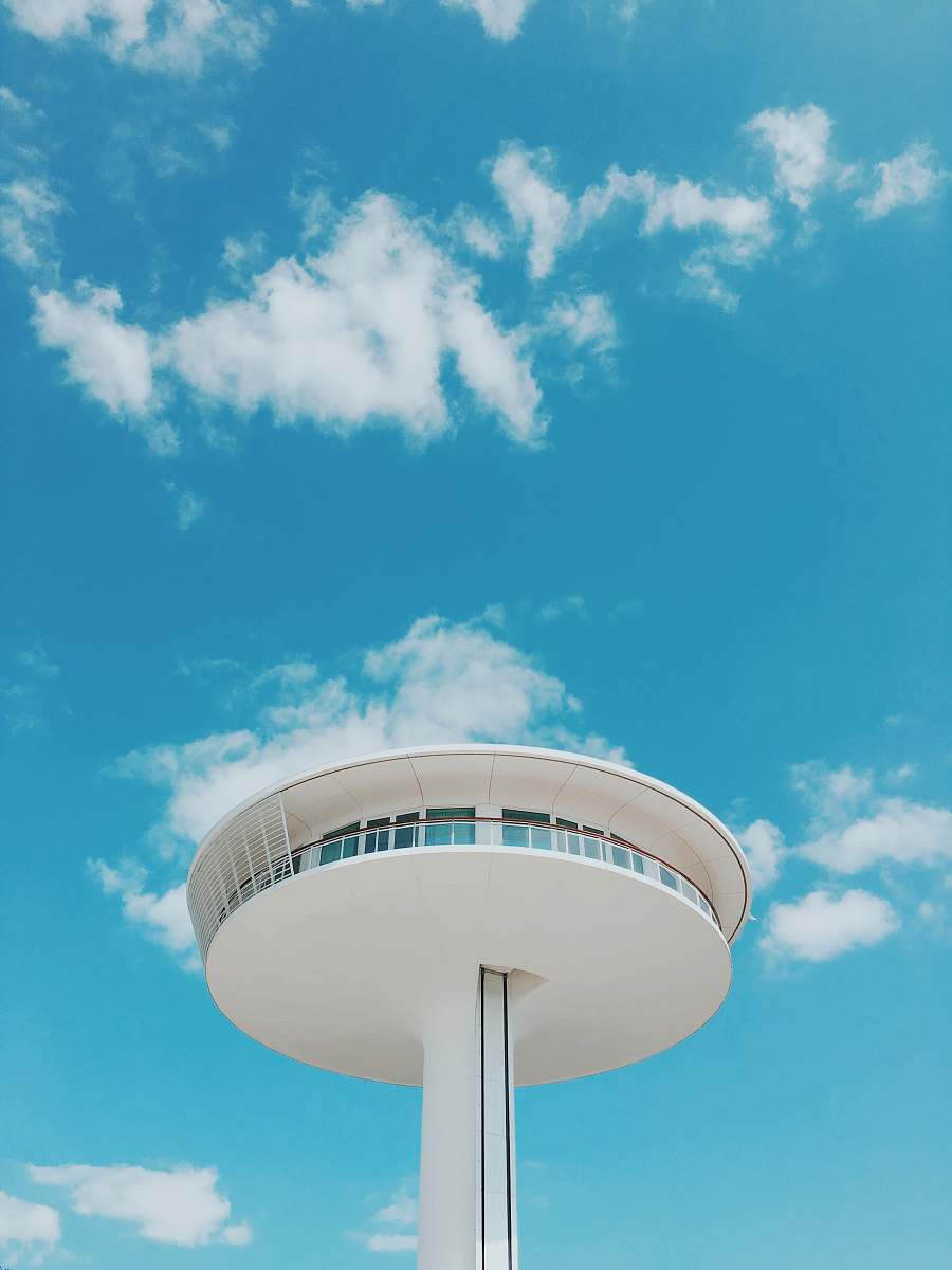 architecture concrete tower with disc top hamburg