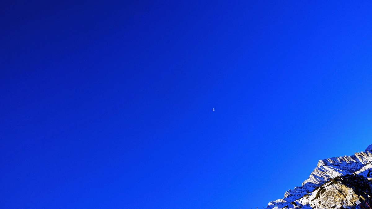 outdoors gray mountain under blue sky nature