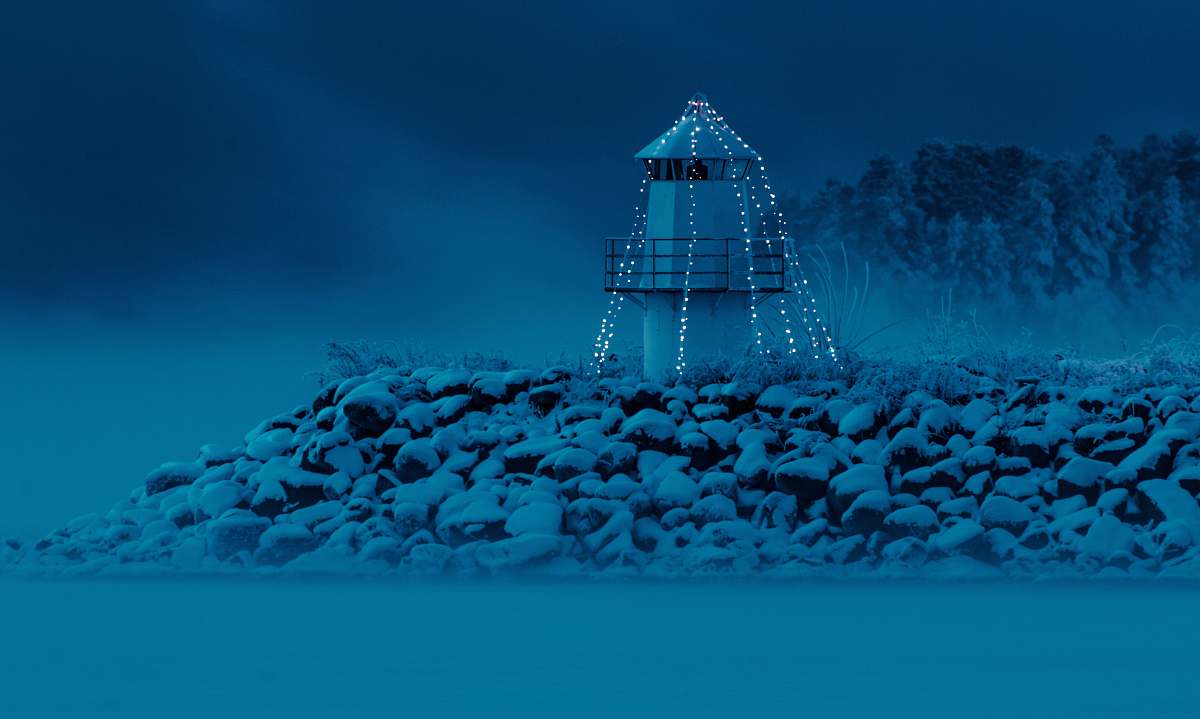 norway lighthouse on rocks hamar