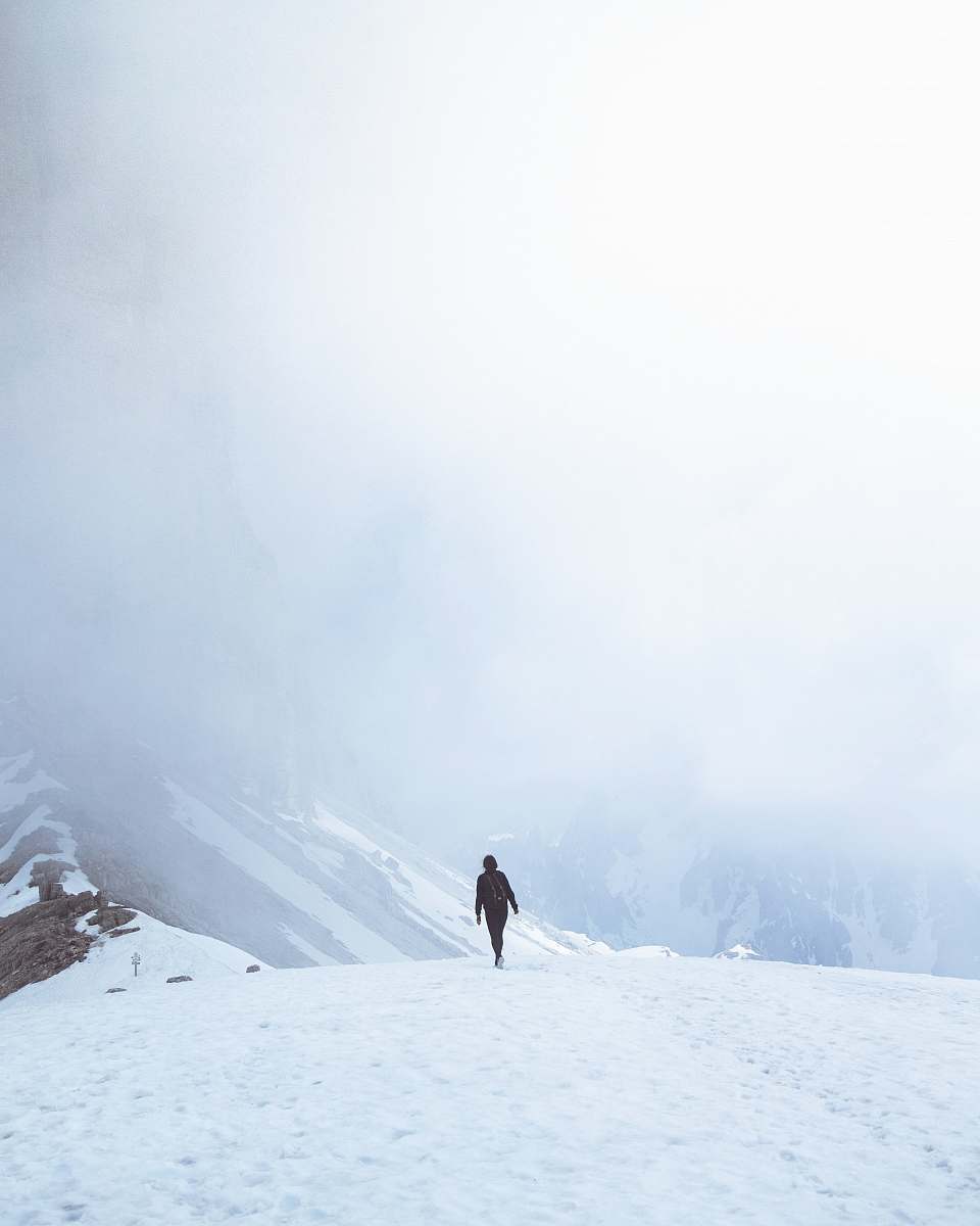 nature man walking on snowfield person