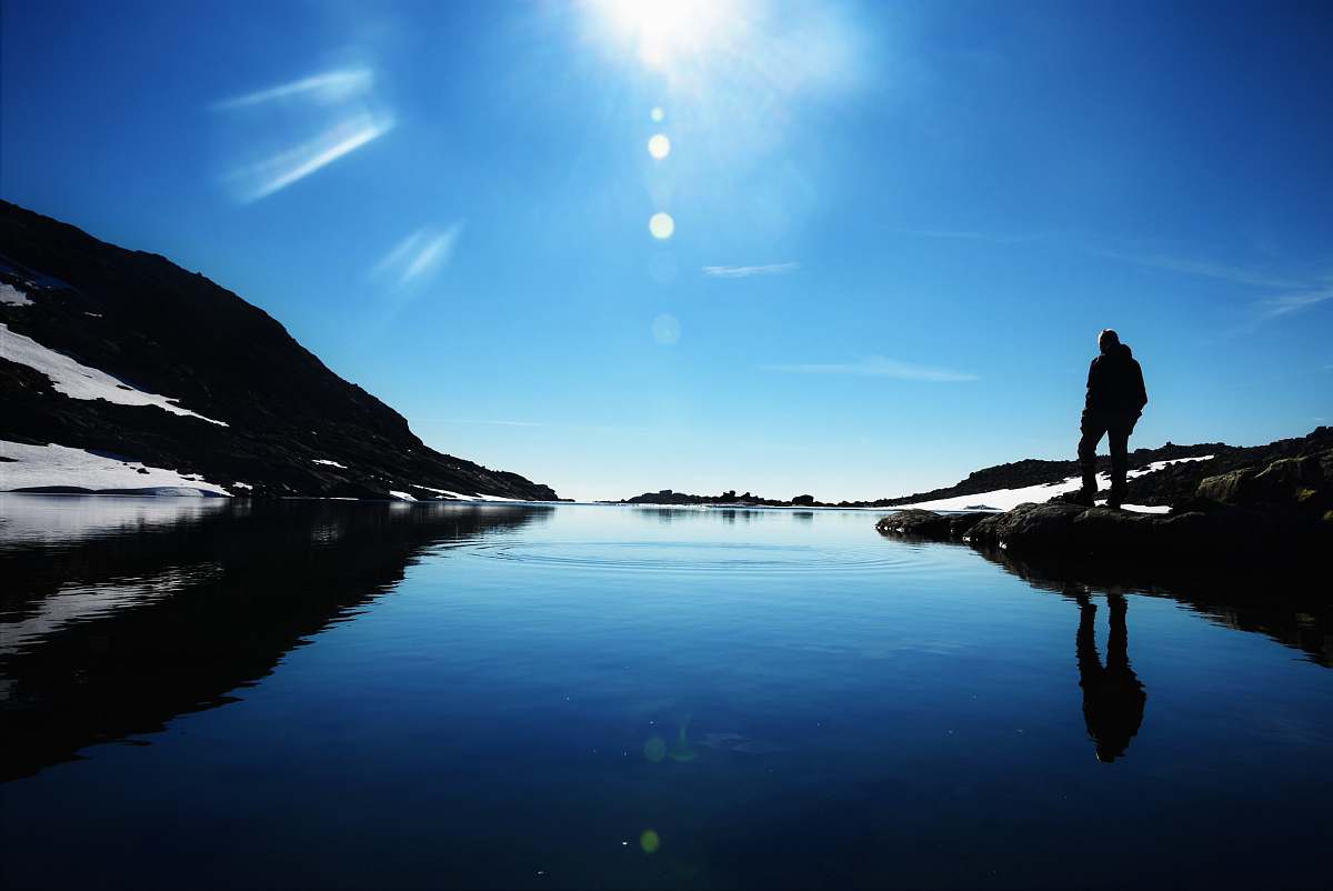 lake person standing near body of water water