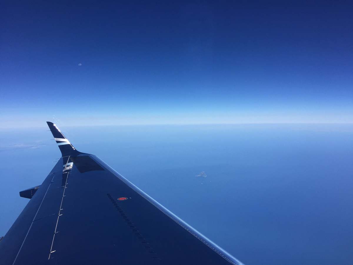 sky photo of black airplane wing nature