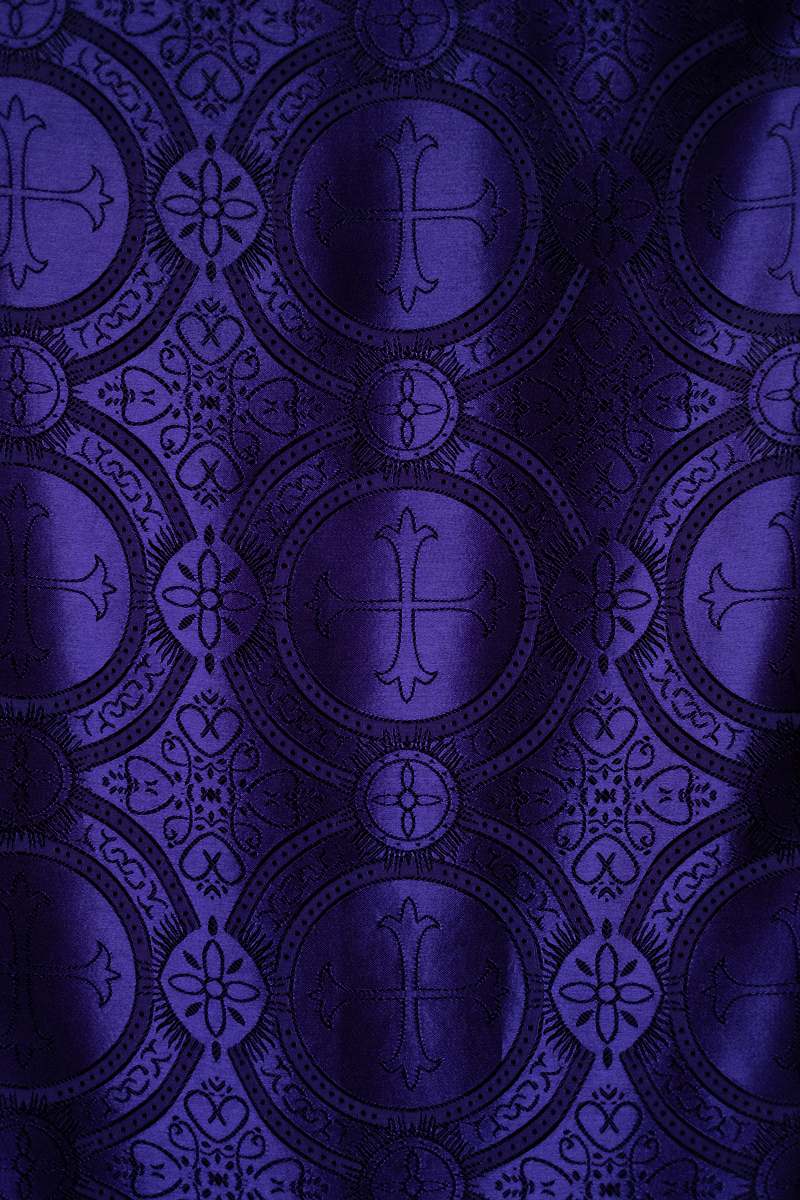 art purple and white cross-print textile rug
