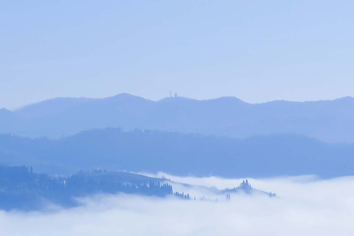 outdoors sea of clouds across mountains nature