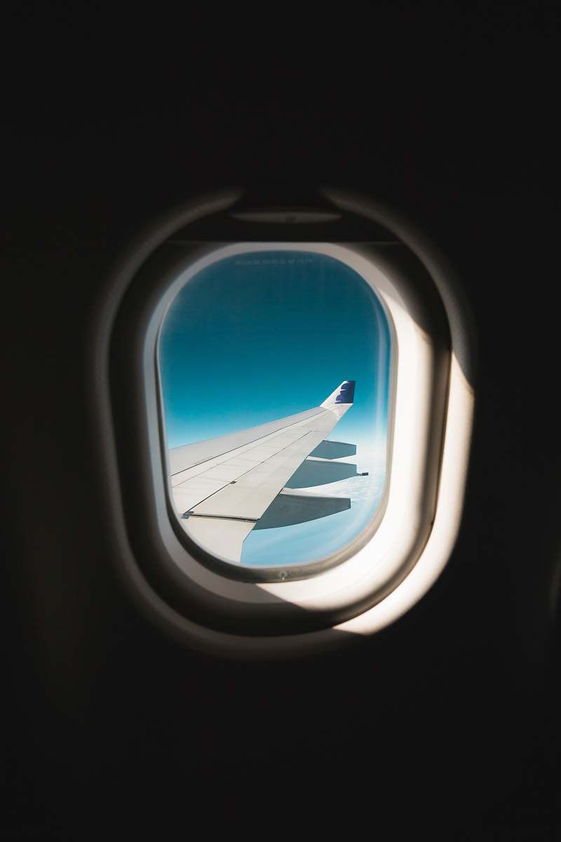 window shallow focus of plane porthole