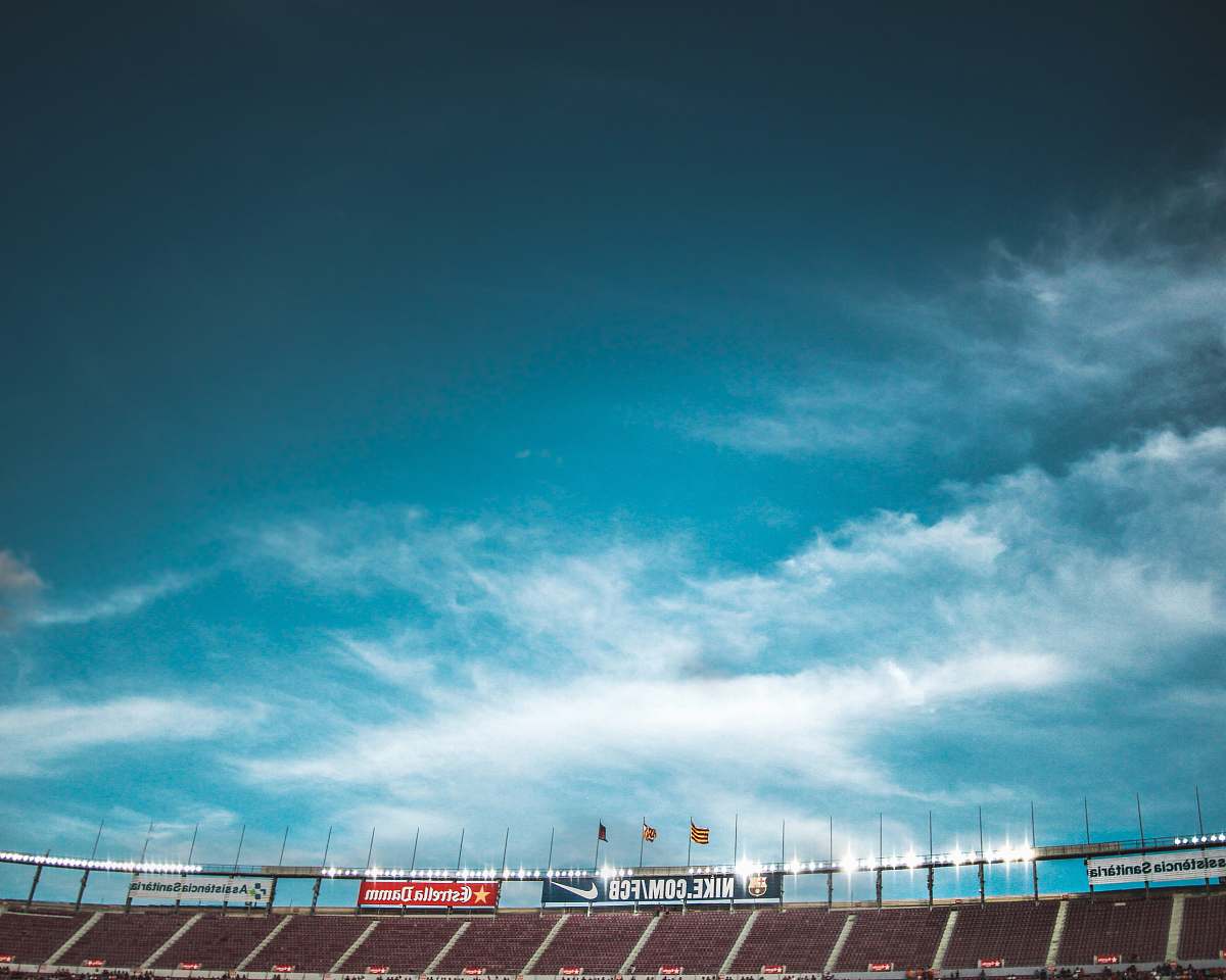 barcelona stadium under clear blue sky spain