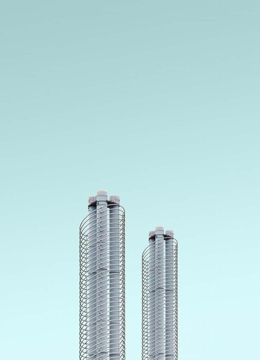 building two gray metal rods housing