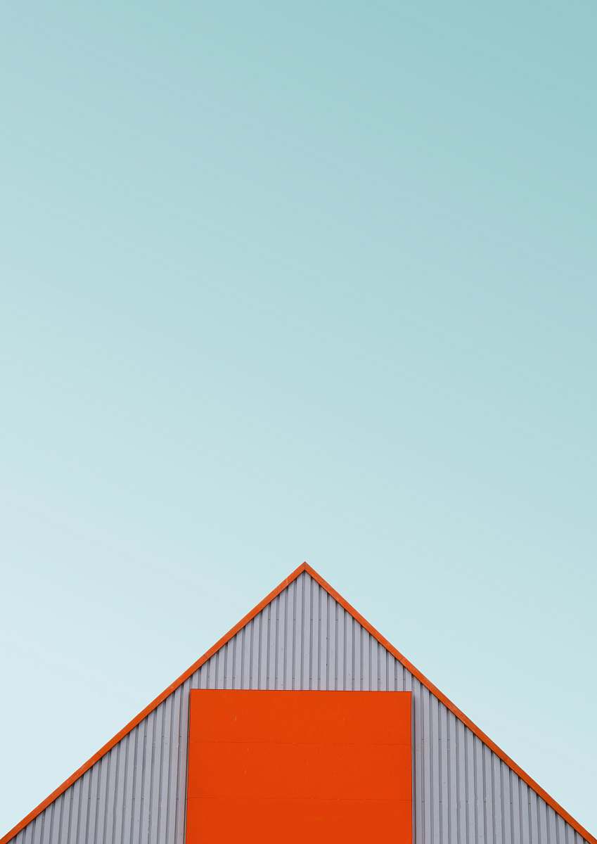 triangle white and orange house roof architecture