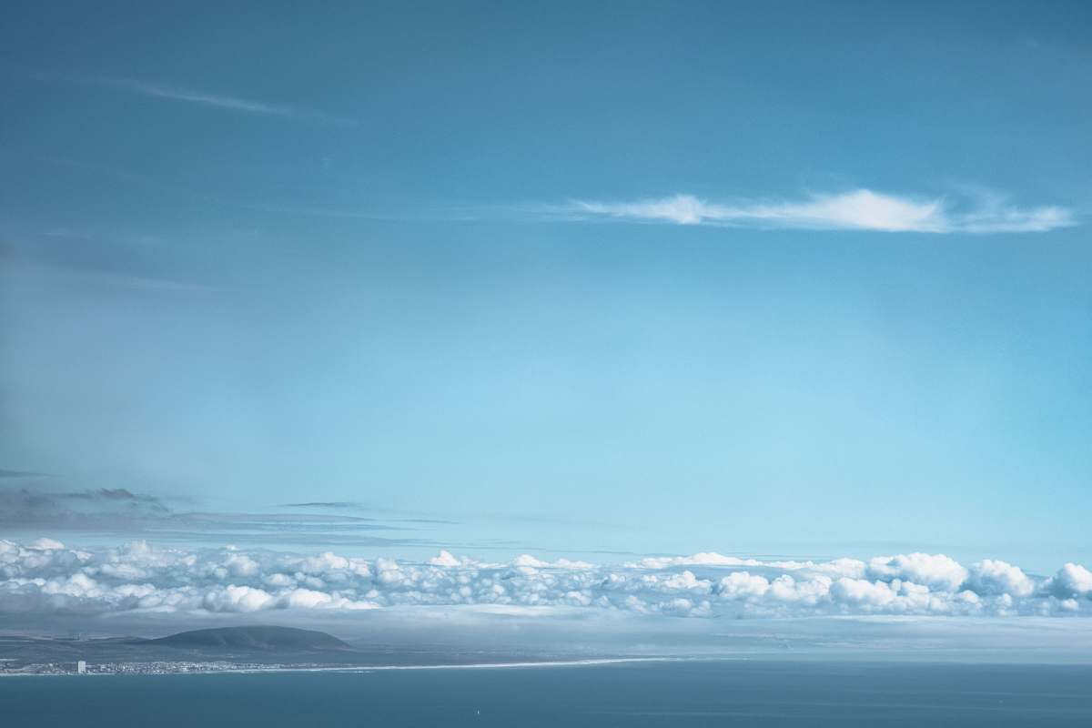 nature white clouds and mountain aerial view outdoors