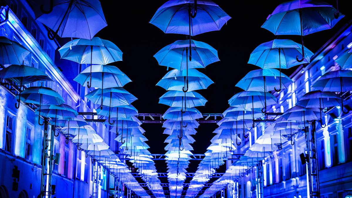 night white umbrella on ceiling umbrella