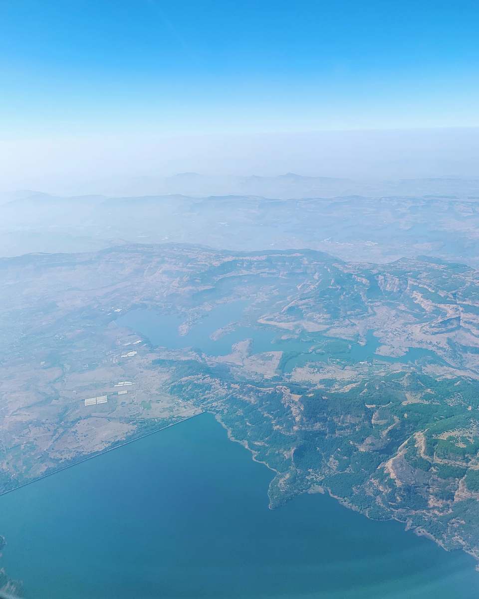 outdoors aerial view of mountains landscape
