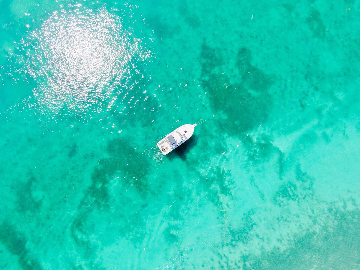 nature aerial photography of white boat in body of water during daytime water