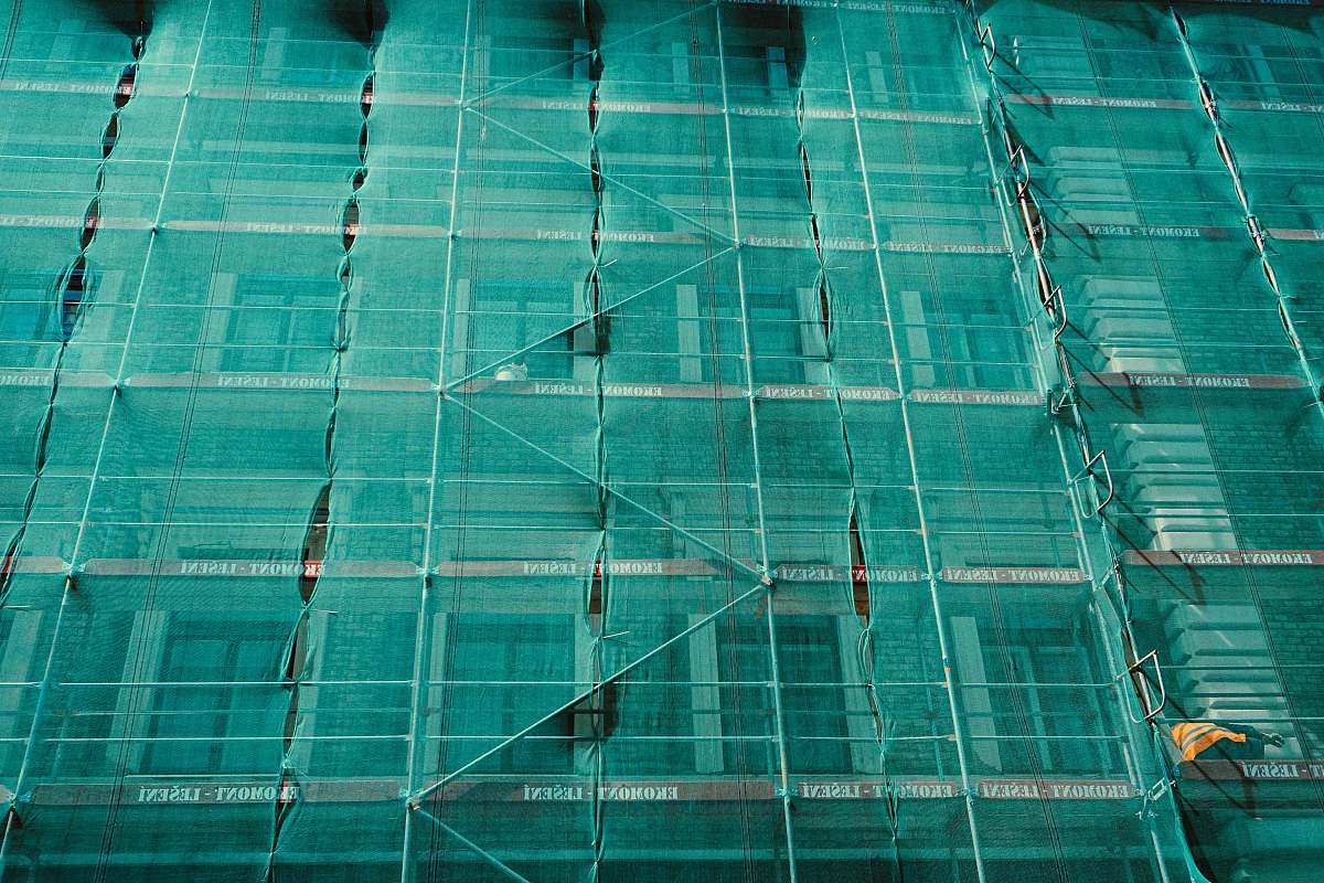 scaffolding scaffolding covered by green net net