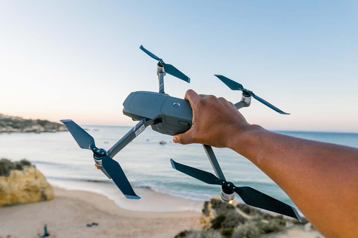 person black quadcopter drone outdoors
