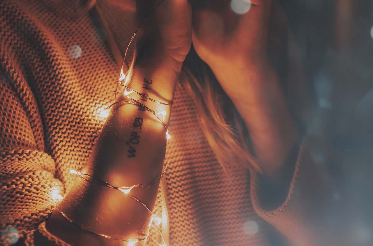 person LED lights on person forearm people