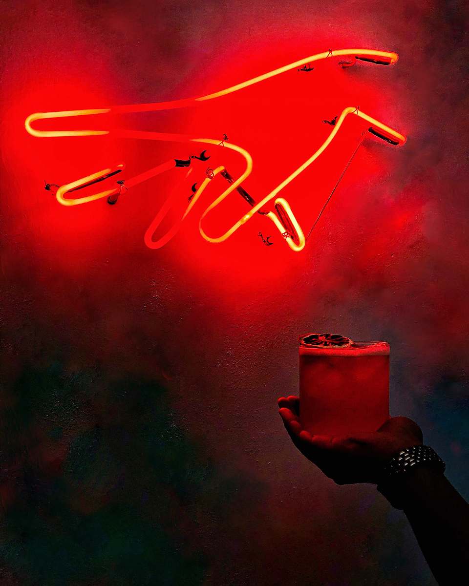 neon red hand neon sign one half coffee bar
