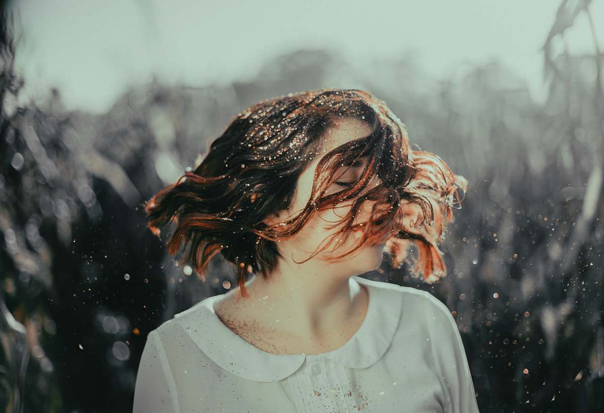 human woman wearing white scoop-neck collared sh irt people