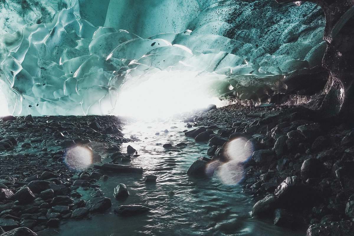 ice rock monolith and body of water digital wallpaper glacier