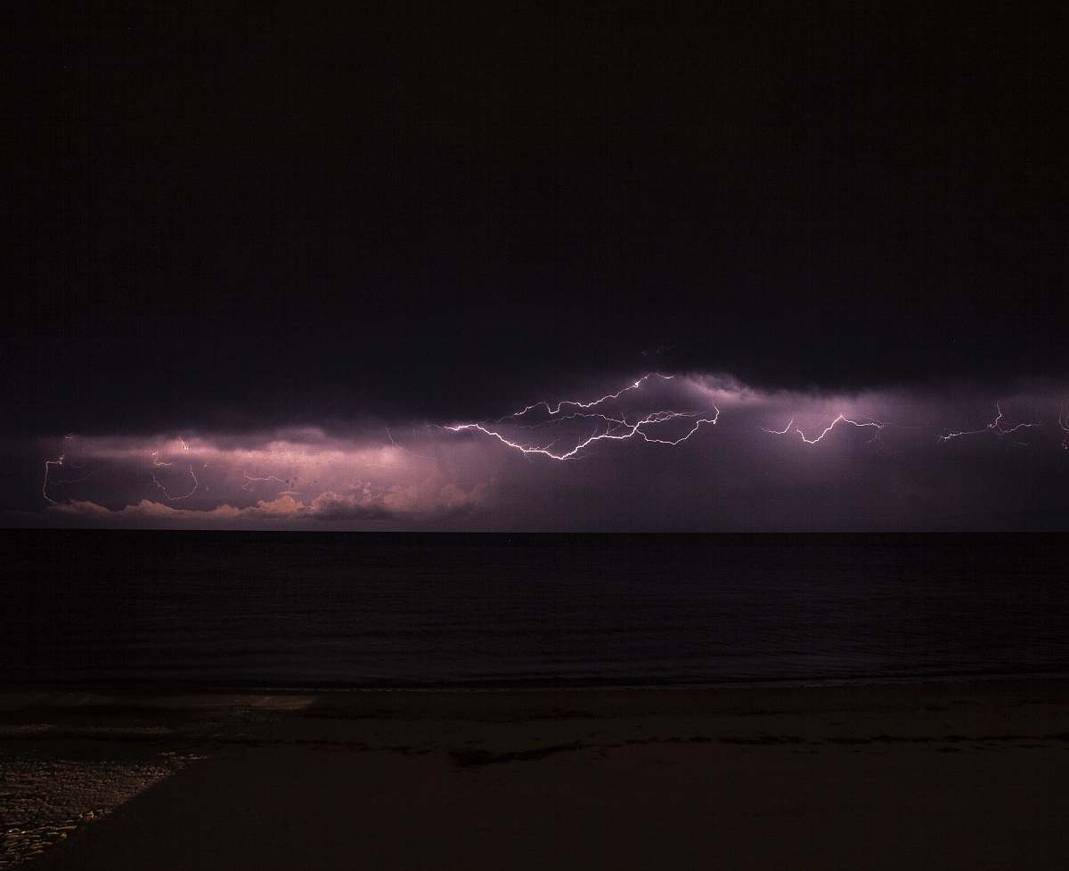 lightning sea under storm with lightning thunderstorm