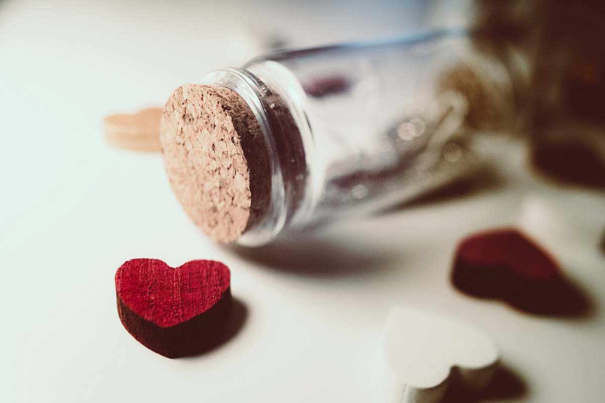 poland clear glass bottle and read heart decor love