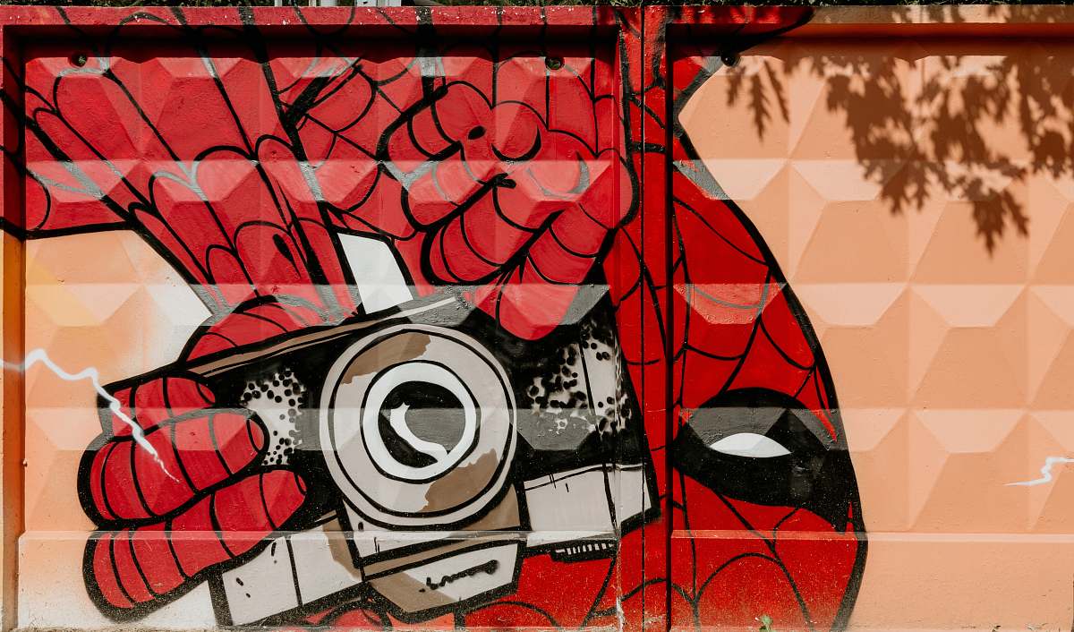 graffiti red Spider-Man wall painting mural