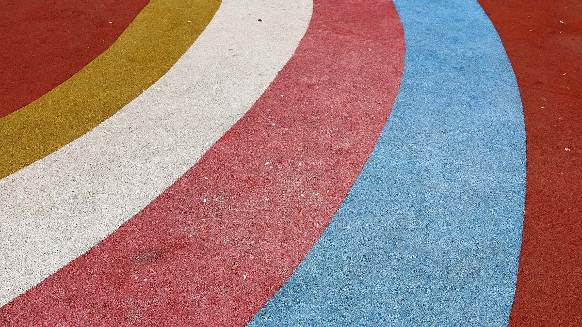 tarmac multicolored striped rug road