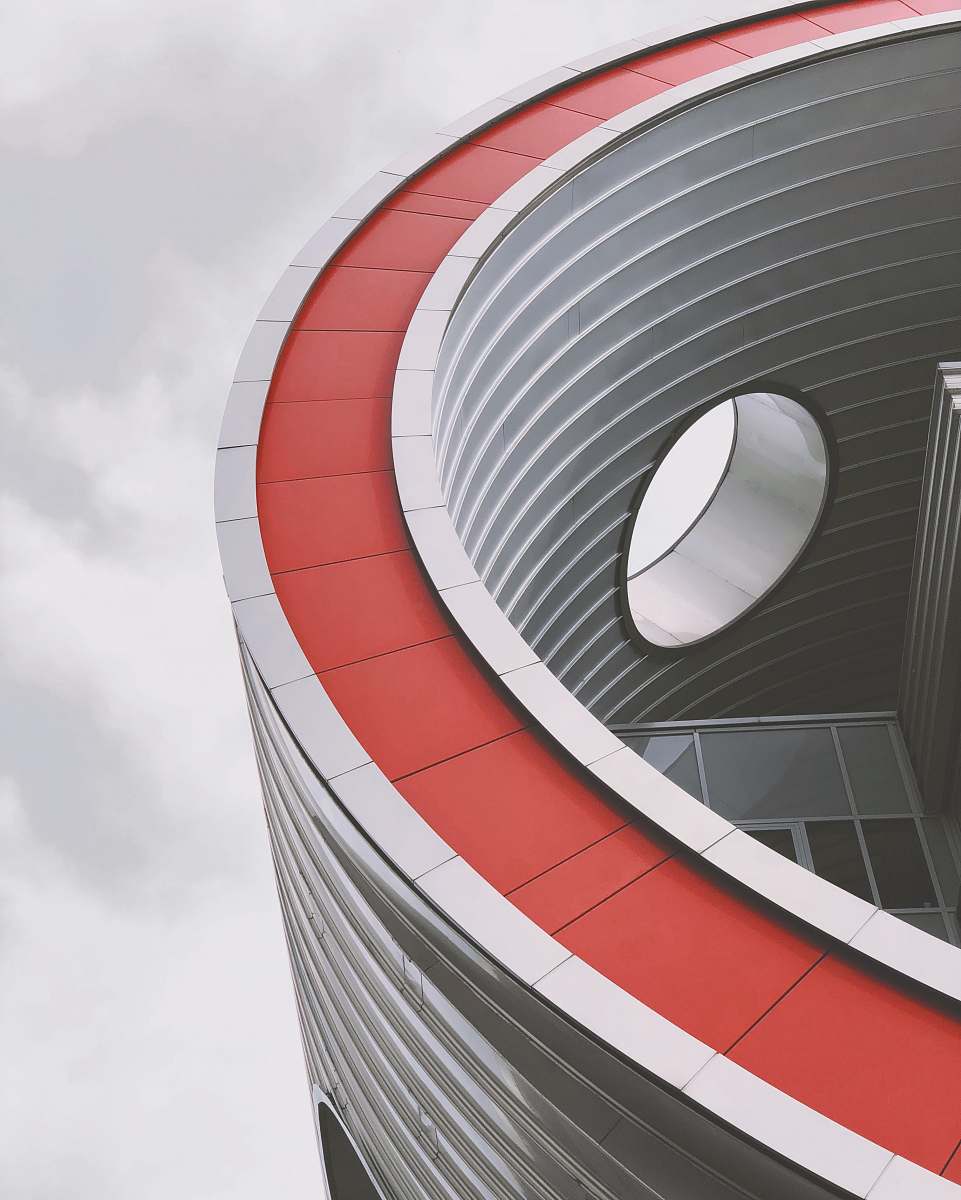 handrail red and white concrete building germany