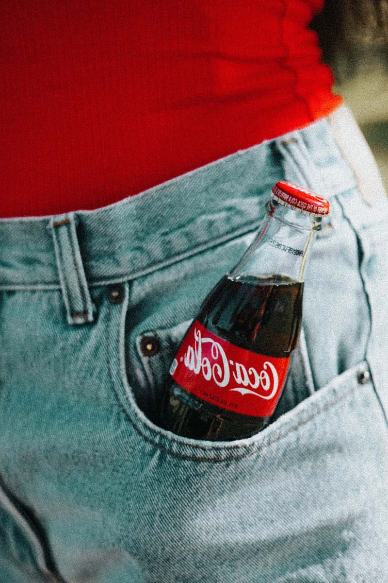 coke Coca-Cola glass bottle on pocket drink