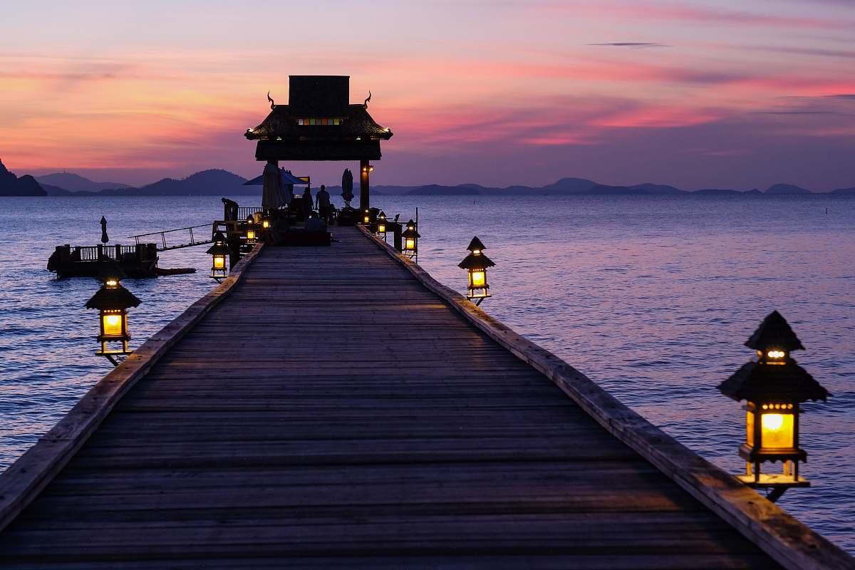 pier dock in the middle of ocean thailand