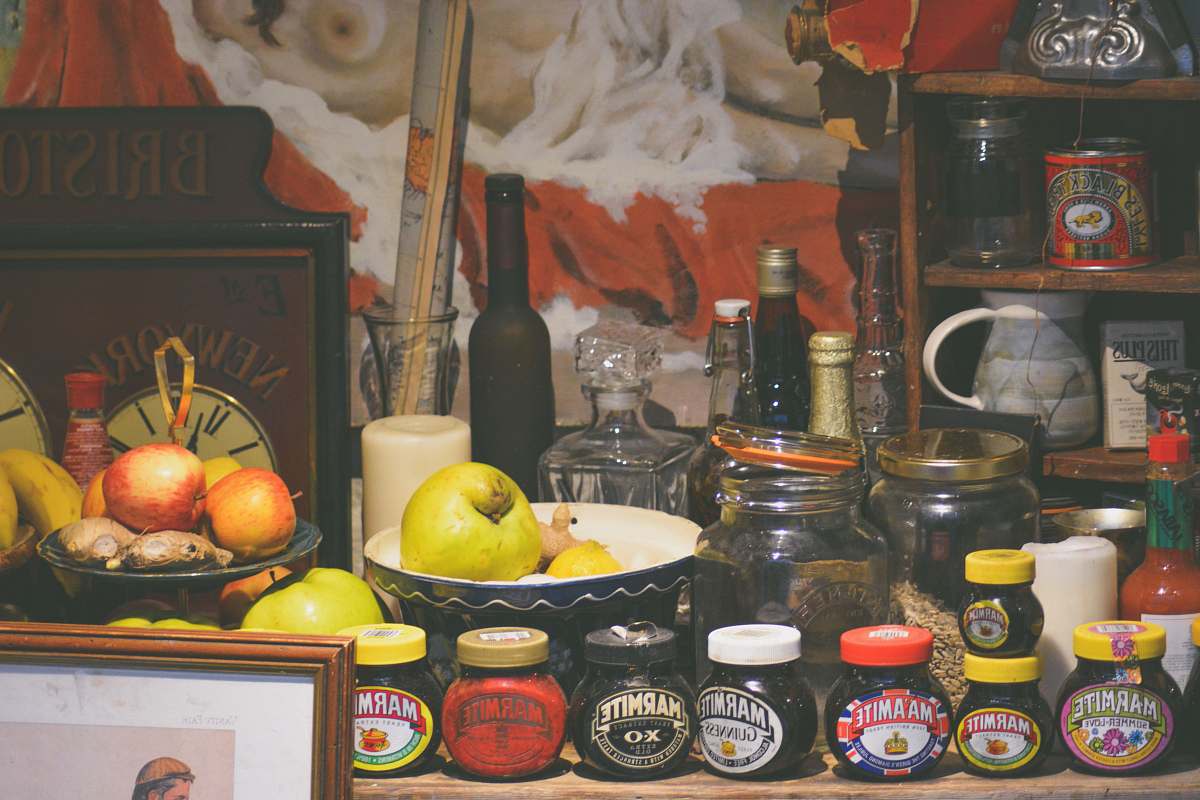food assorted jars and vegetables on table bowl