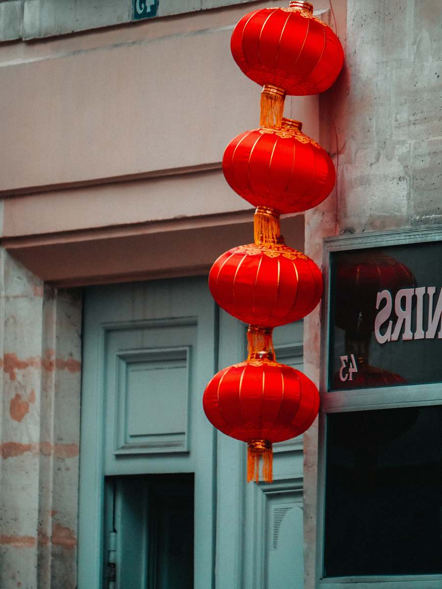 lamp four red paper lanterns lantern
