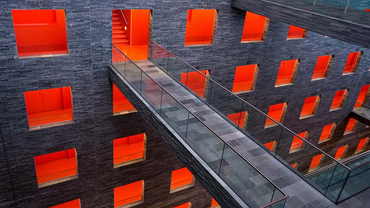hilversum gray bridge on connected on building netherlands institute for sound and vision