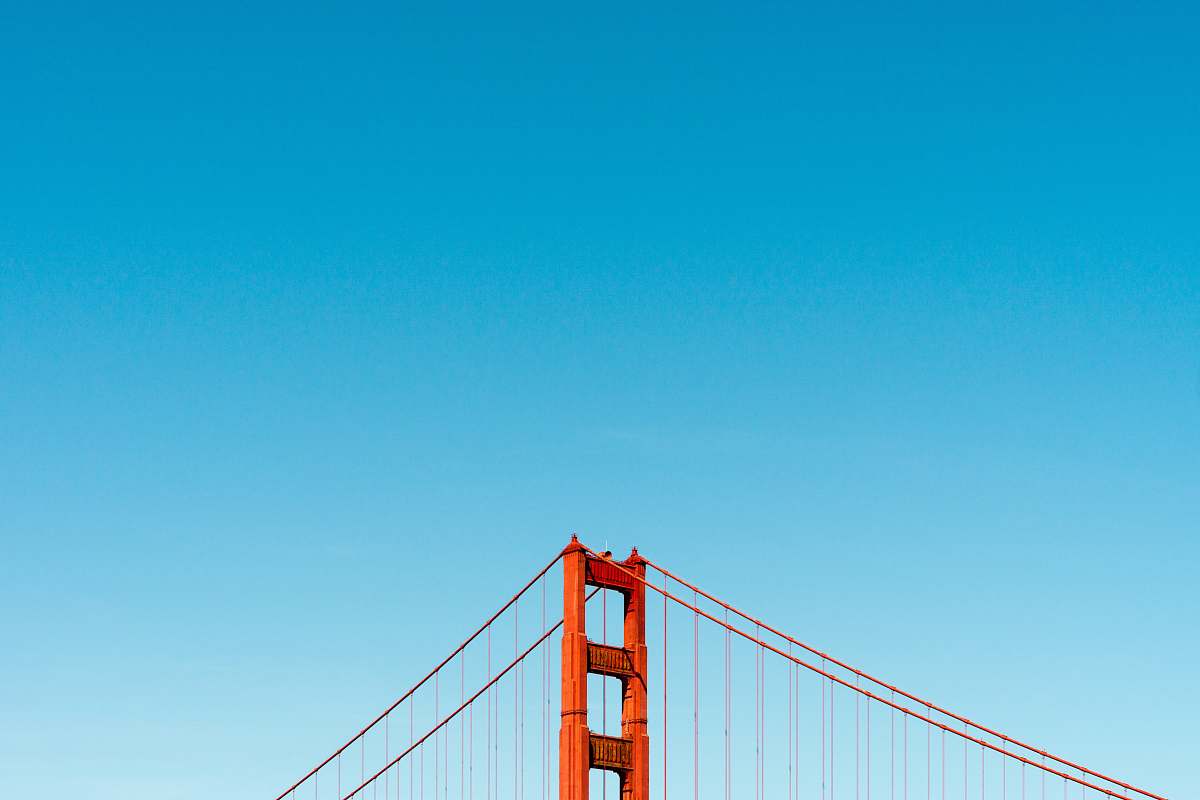 blue Golden Gate Bridge, California bridge cable