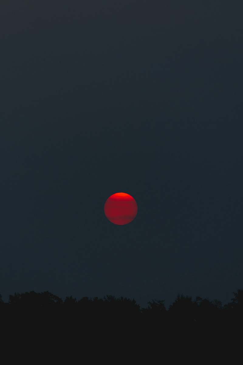 red red moon at night grey