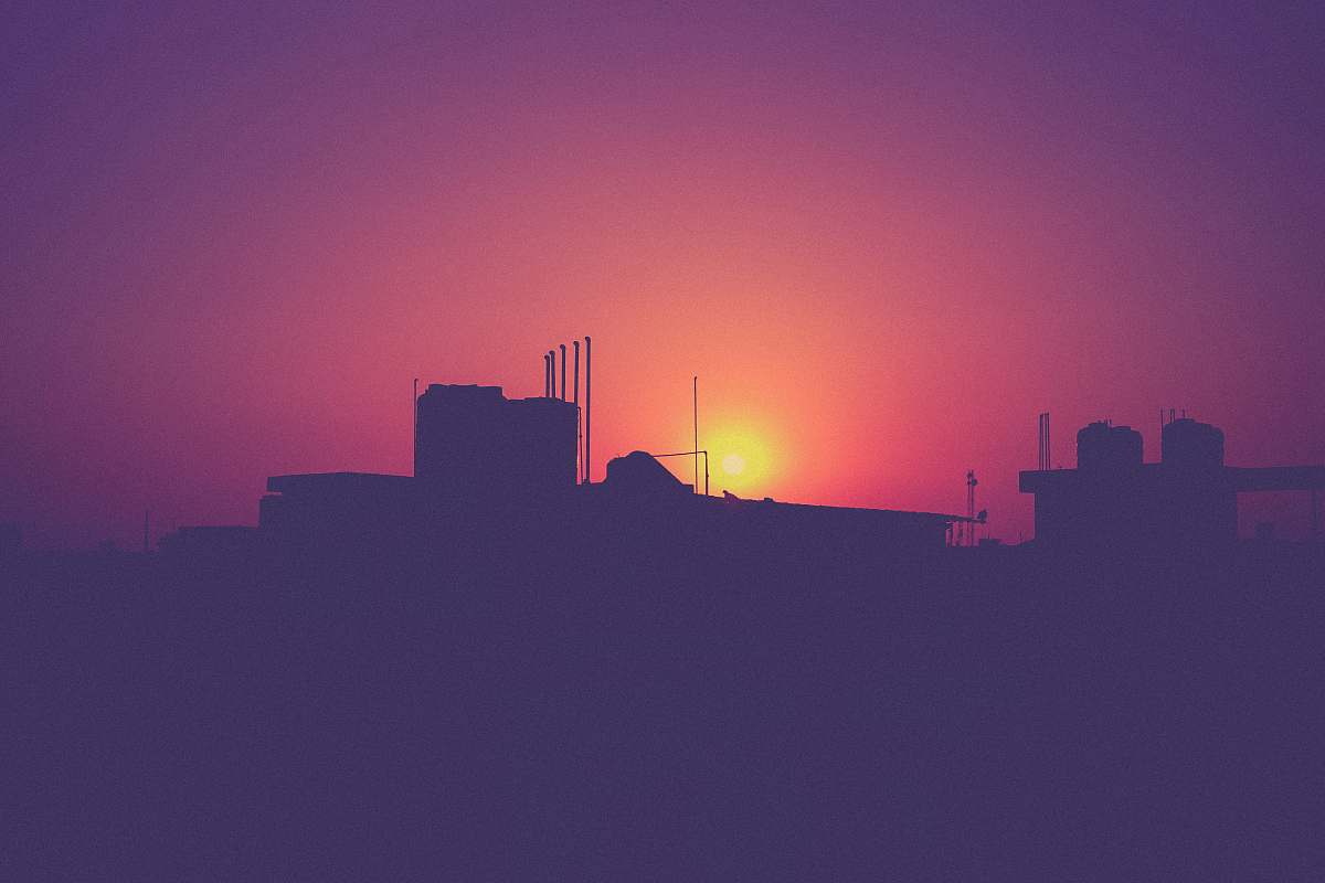 sky silhouette of buildings sunset