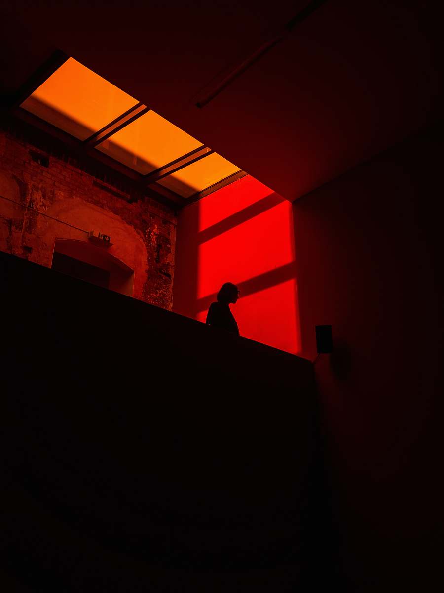 berlin silhouette of woman standing inside building germany