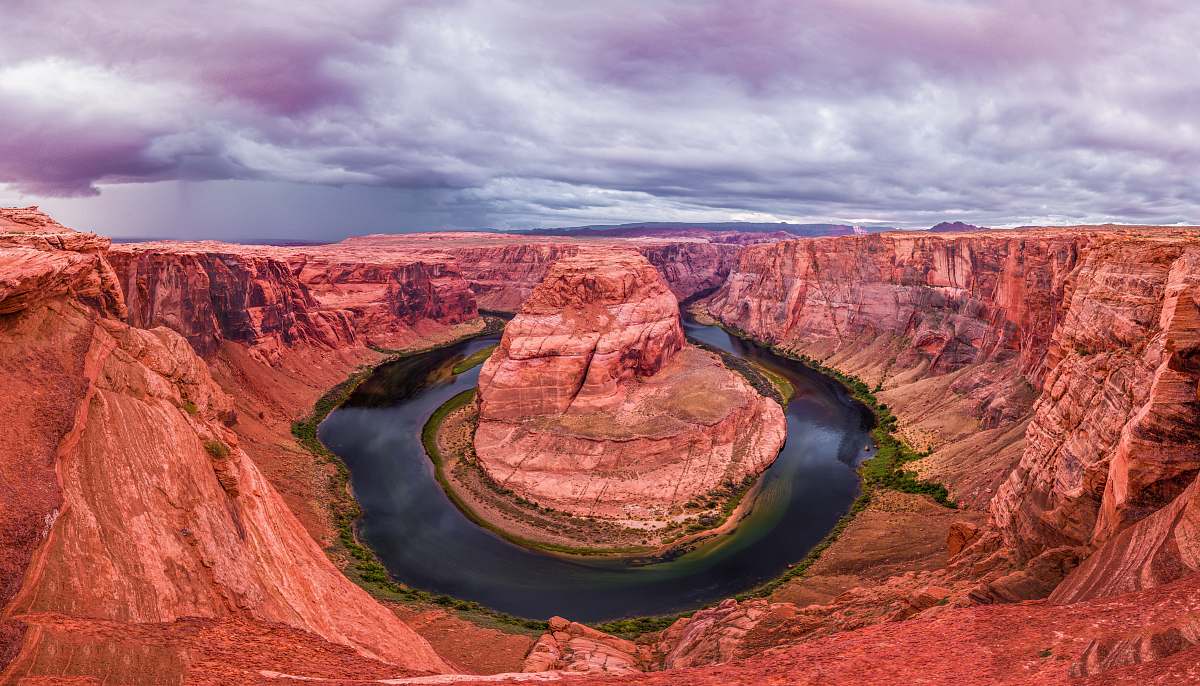valley brown mountain with river under cloudy sky nature