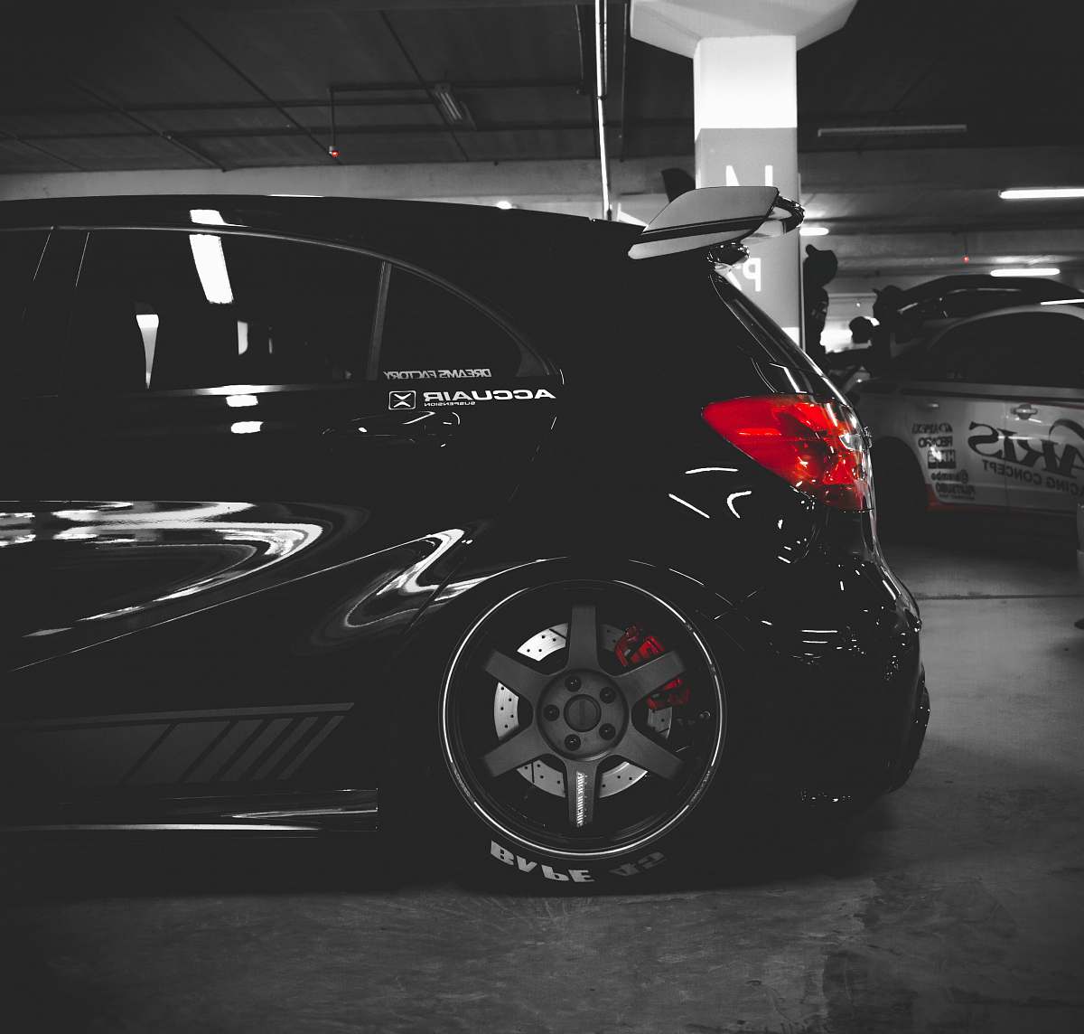 vehicle black 5-door hatchback on parking lot automobile