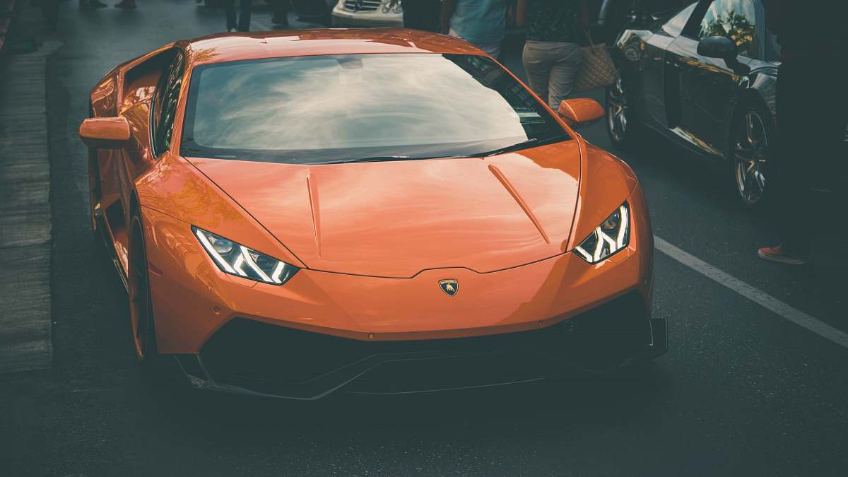 vehicle orange Lamborghini Aventador automobile