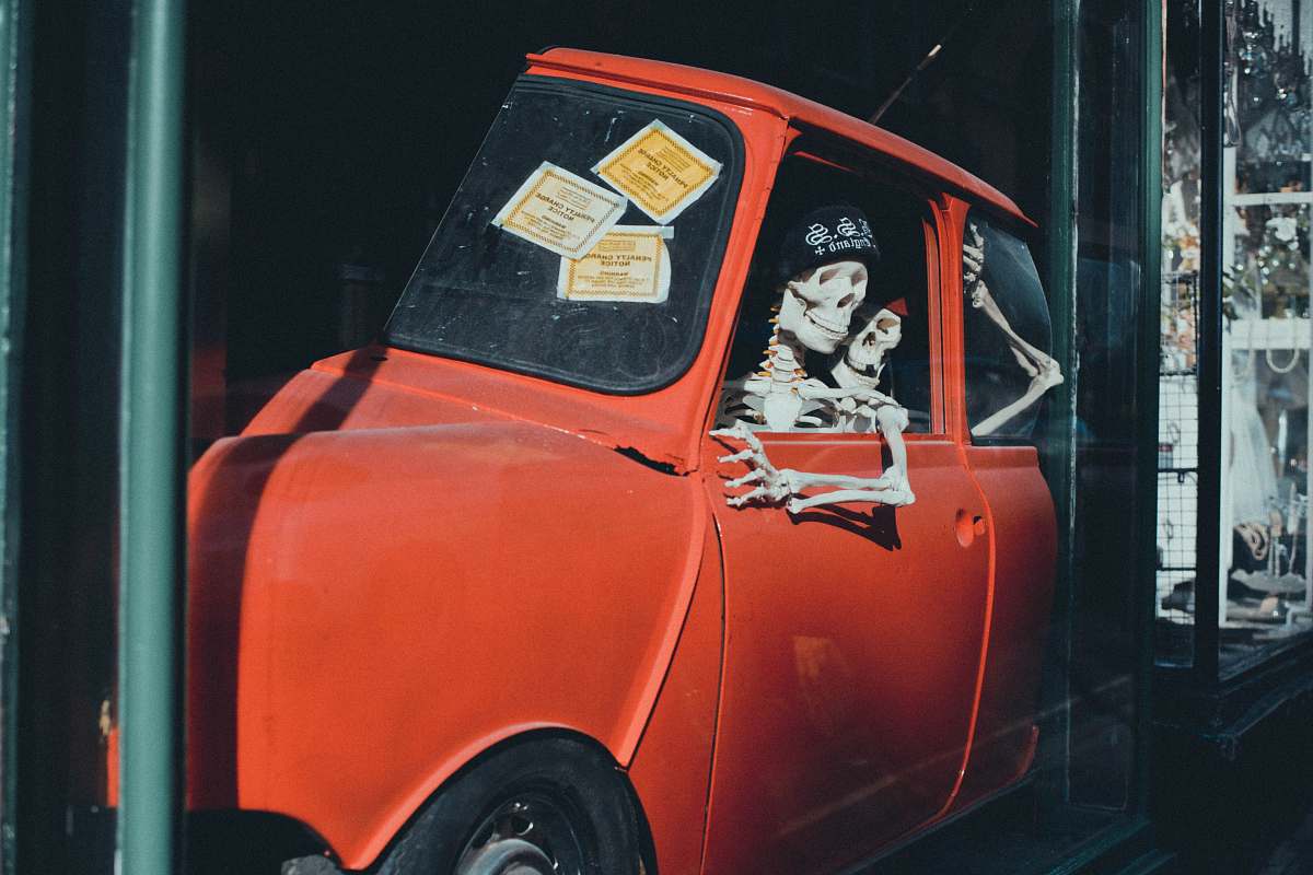 bath orange vehicle with skeletons united kingdom