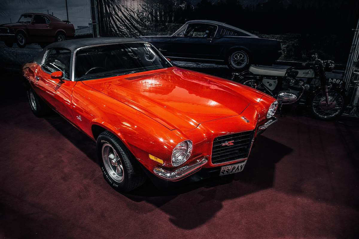 vehicle red coupe automobile
