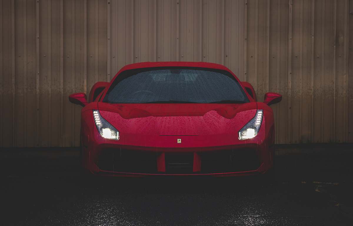 vehicle red Ferrari car sports car
