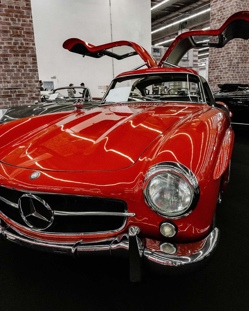 automobile red Mercedes-Benz vehicle vehicle