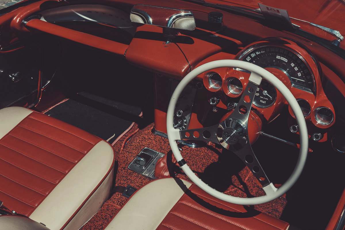 automobile vintage car dashboard steering wheel