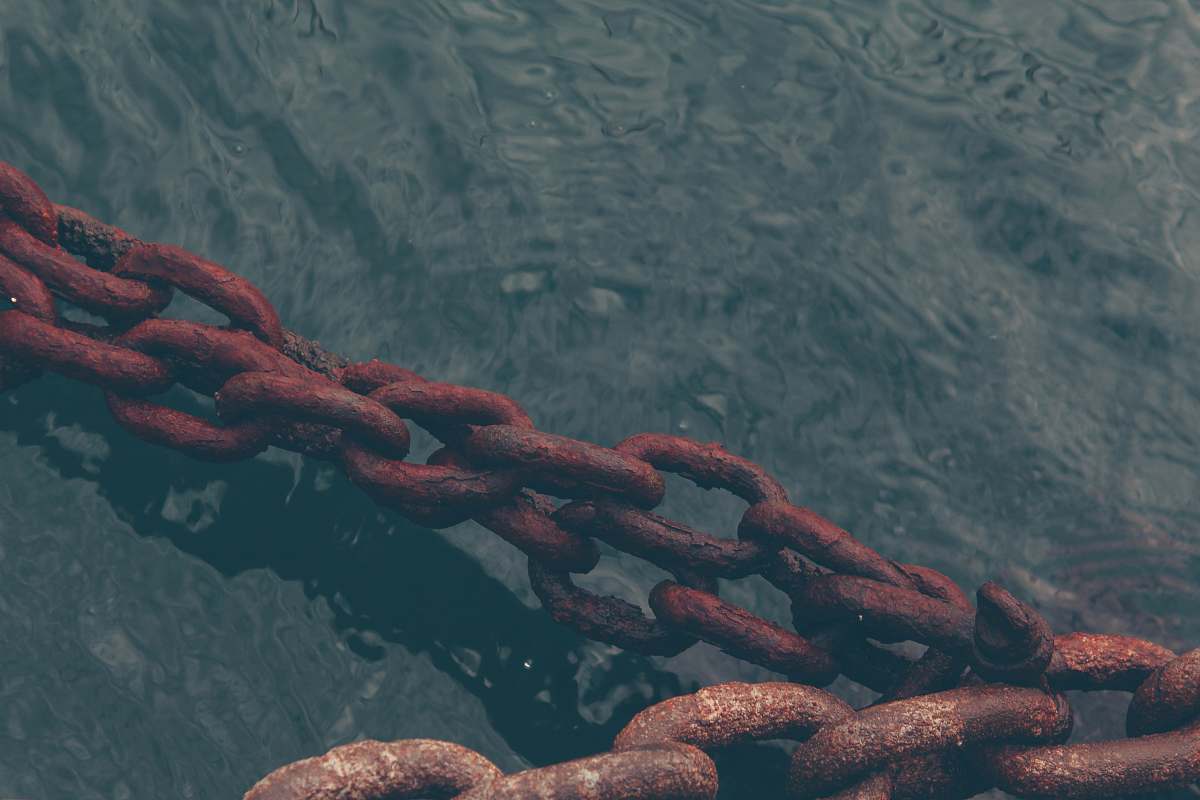grey rusty chain on water rusty
