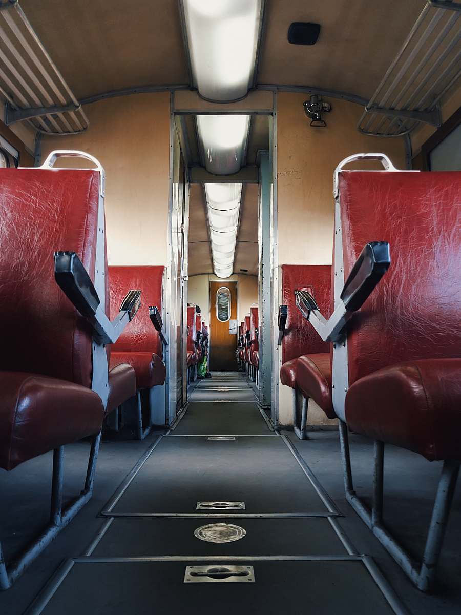furniture red bus chars train
