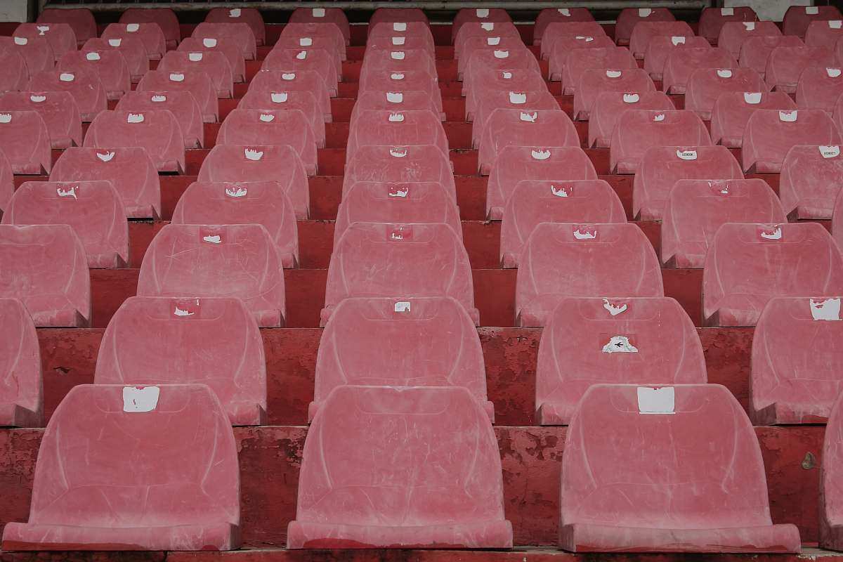 furniture rows of plastic stadium seats building