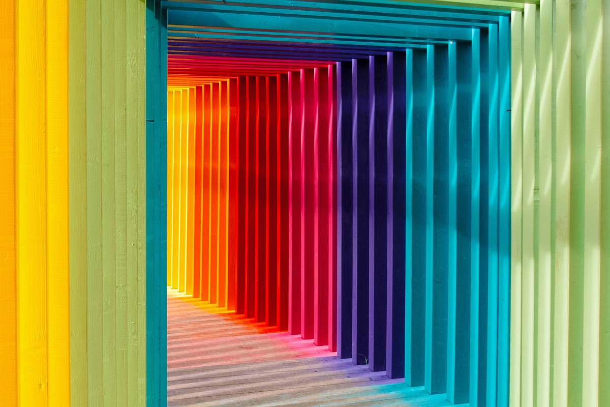 colorful multicolored wall in shallow focus photography rainbow