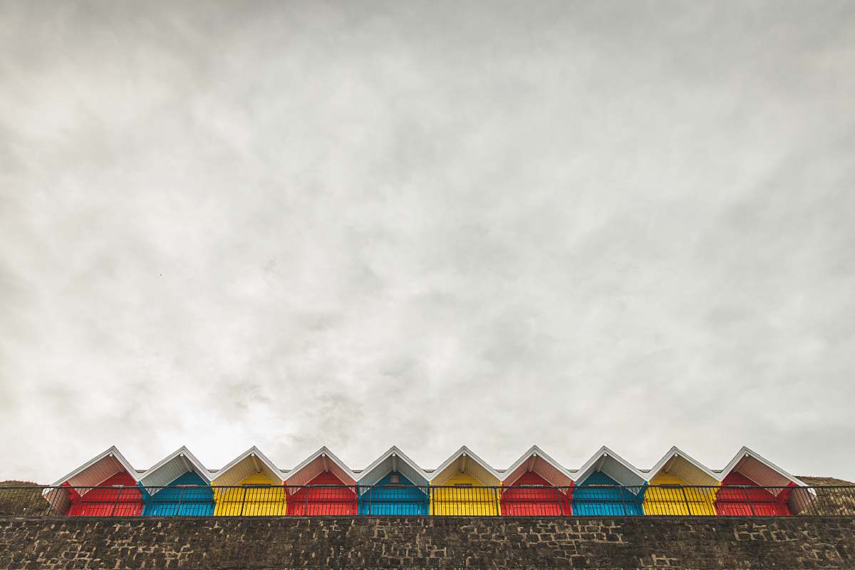 hut worm's-eye view of houses whitby