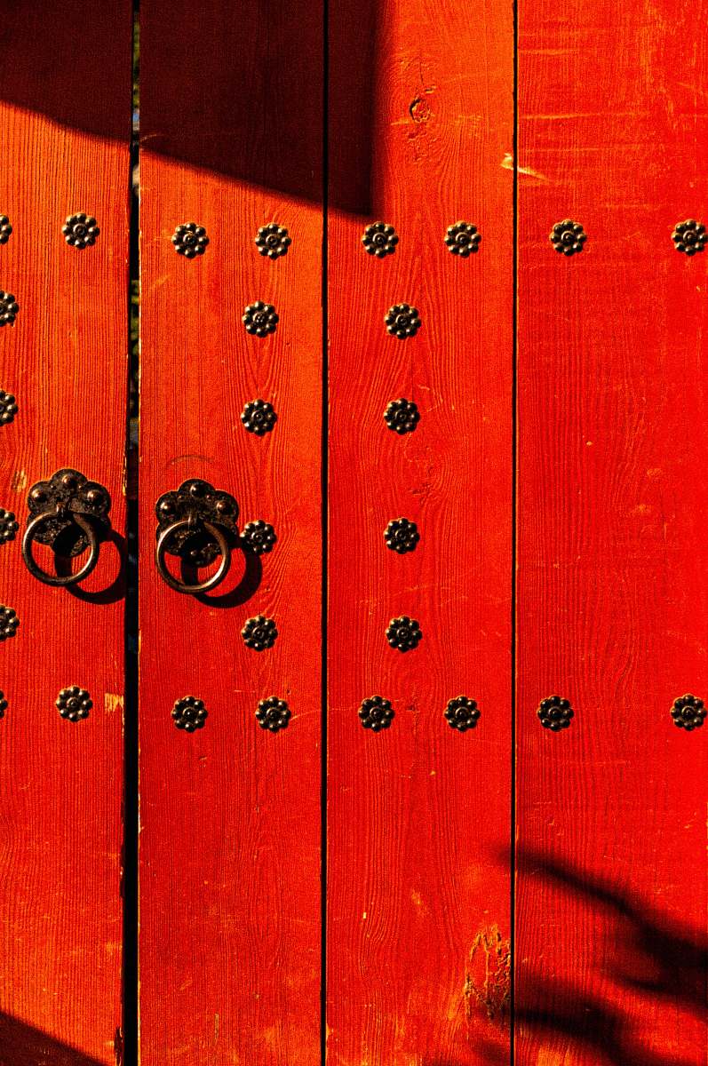 red red wooden gate south korea